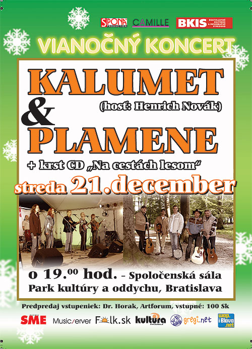 Plagát k akcii vianočný koncert skupín Kalumet a Plamene